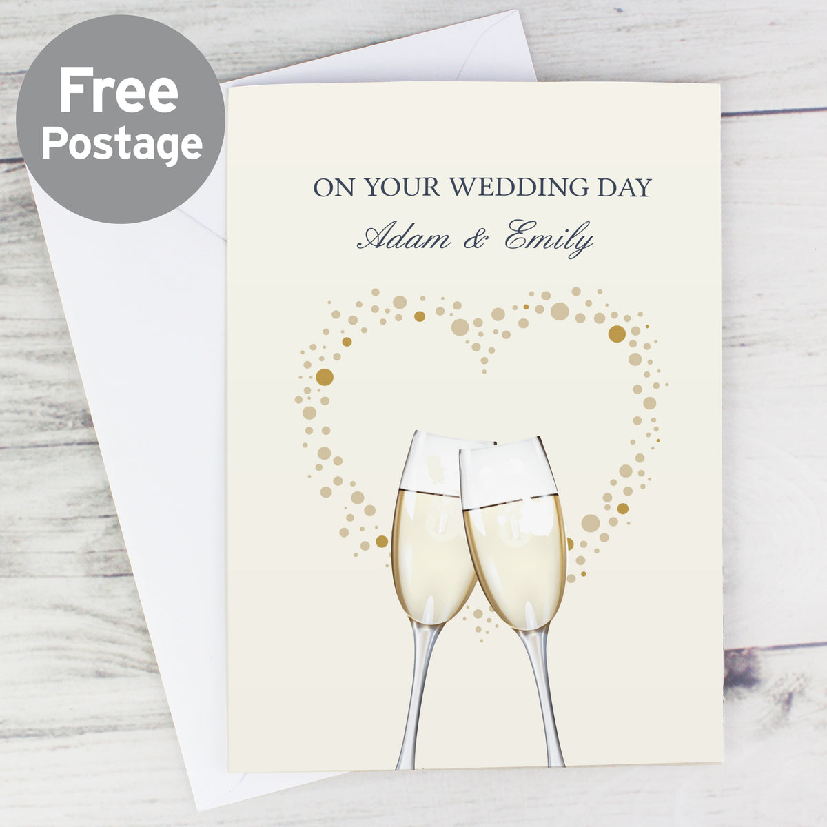 Personalised Gold Champagne Flutes Card from Heartfelt Gifts