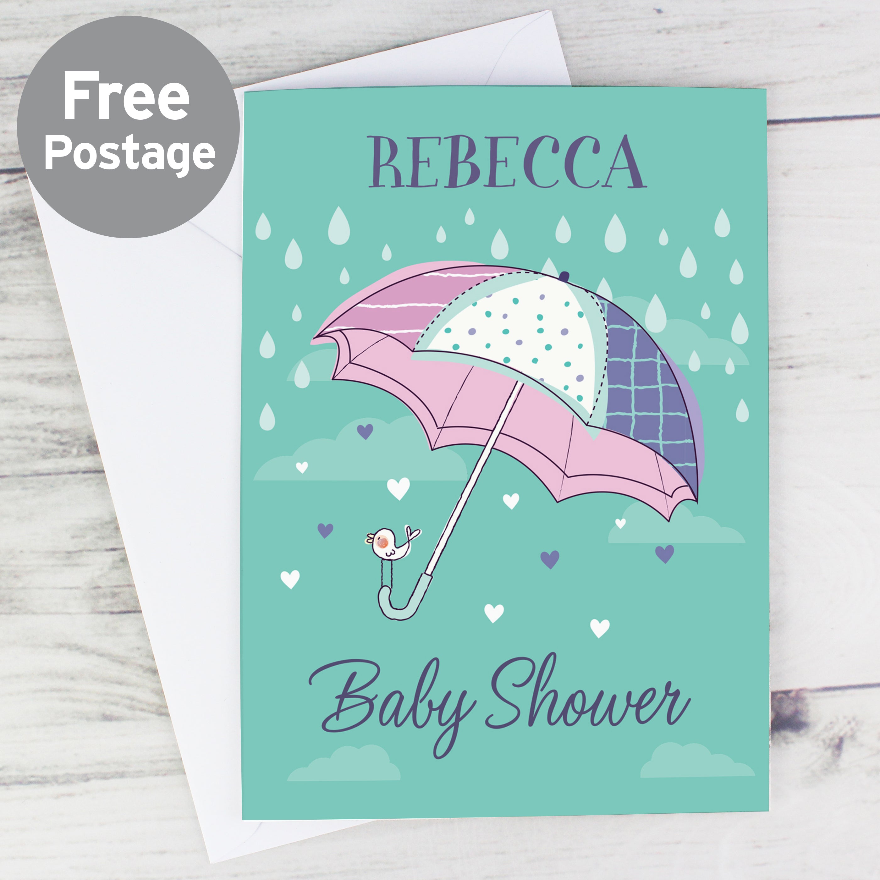 Personalised Baby Shower Umbrella Card from Heartfelt Gifts