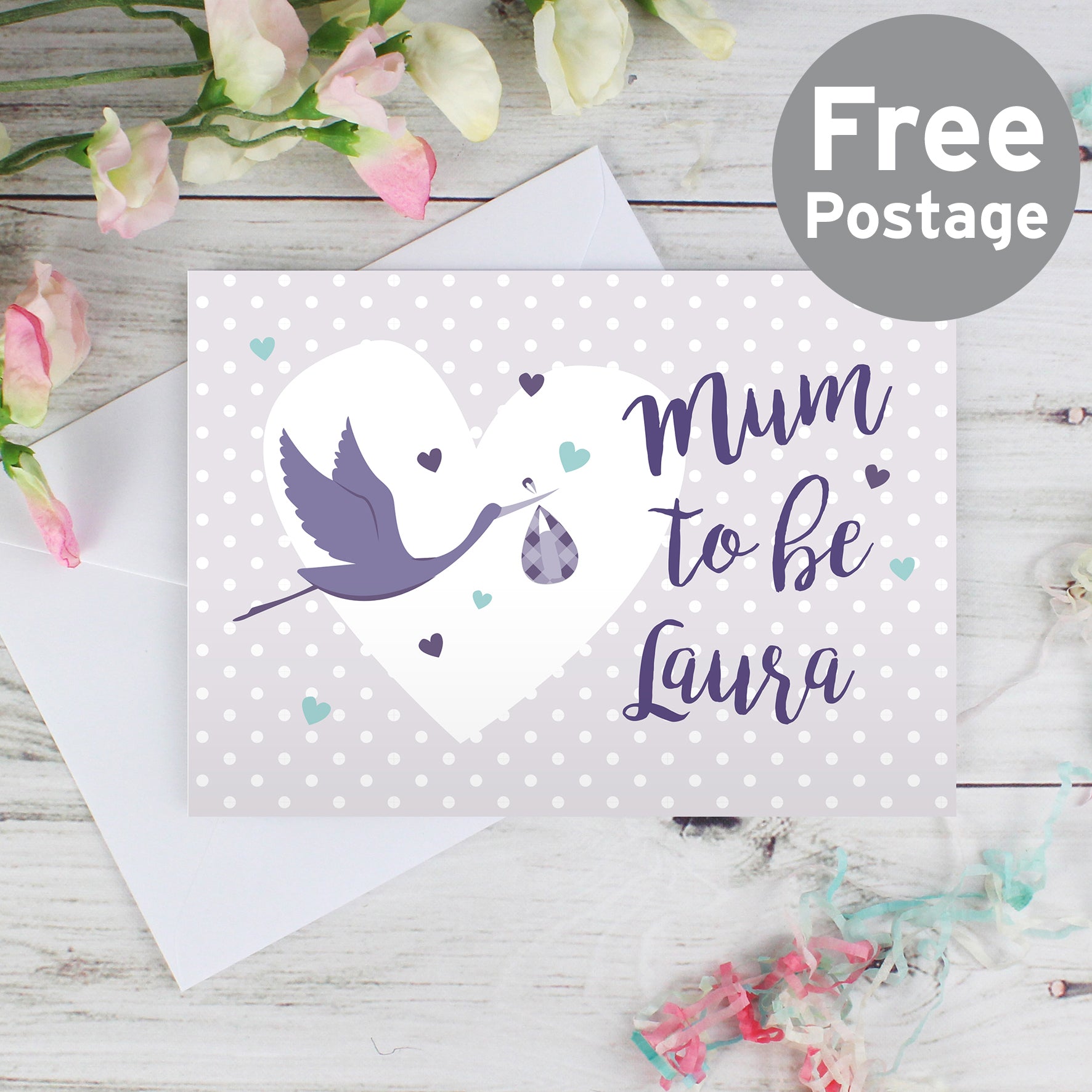 Personalised Mum to Be Stork Card from Heartfelt Gifts