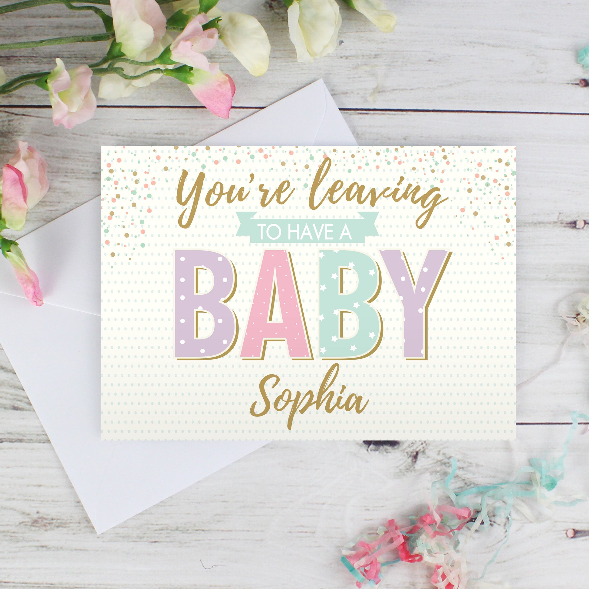 Personalised 'You're Leaving to Have a Baby' Card - image 5