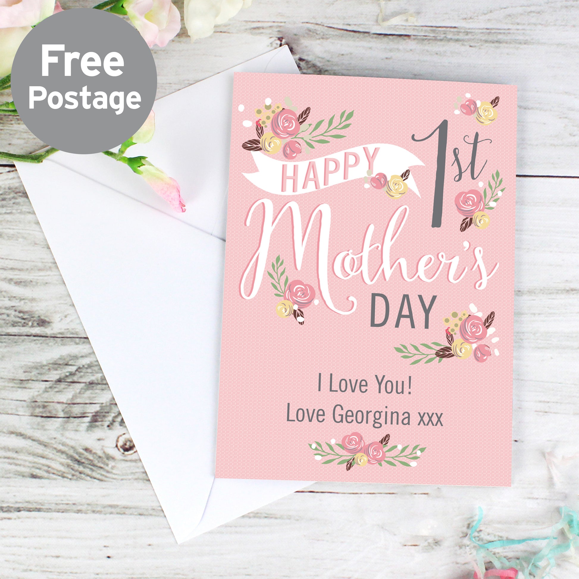 Personalised Floral Bouquet 1st Mother's Day Card from Heartfelt Gifts