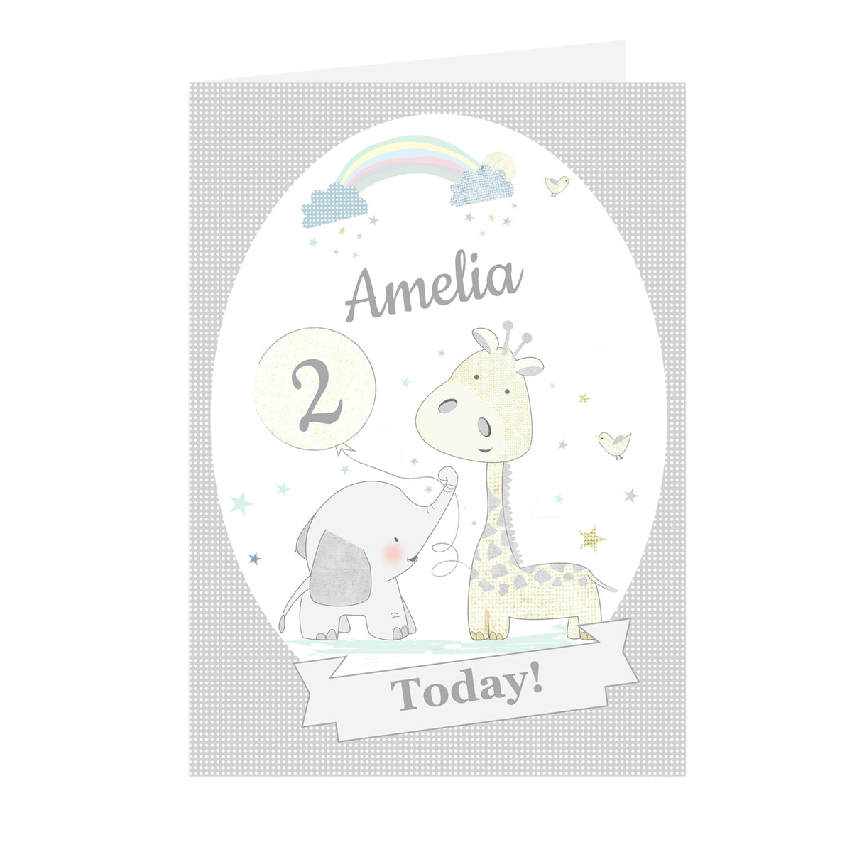 Personalised Hessian Giraffe & Elephant Card - image 2