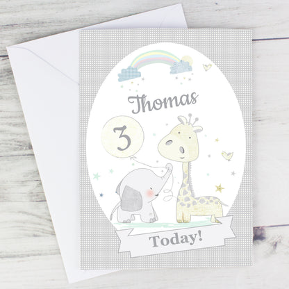 Personalised Hessian Giraffe & Elephant Card - image 5