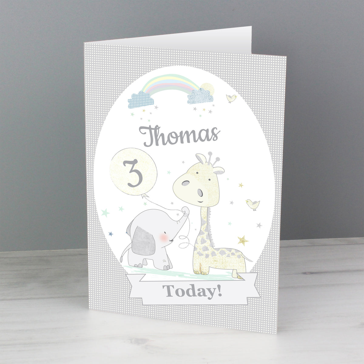 Personalised Hessian Giraffe & Elephant Card - image 6