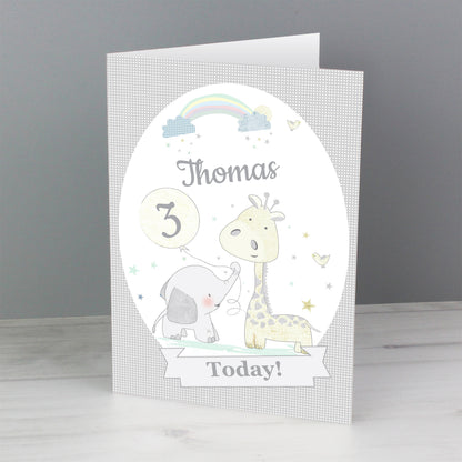 Personalised Hessian Giraffe & Elephant Card - image 6