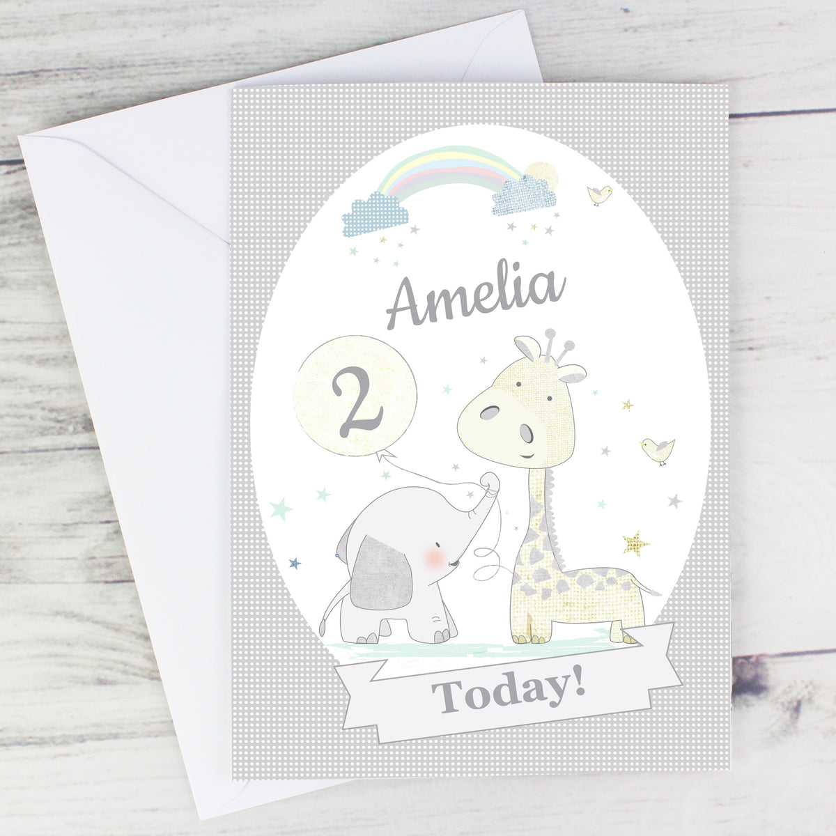 Personalised Hessian Giraffe & Elephant Card - image 7