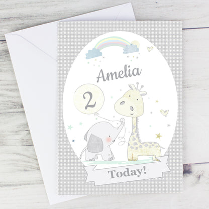 Personalised Hessian Giraffe & Elephant Card - image 7