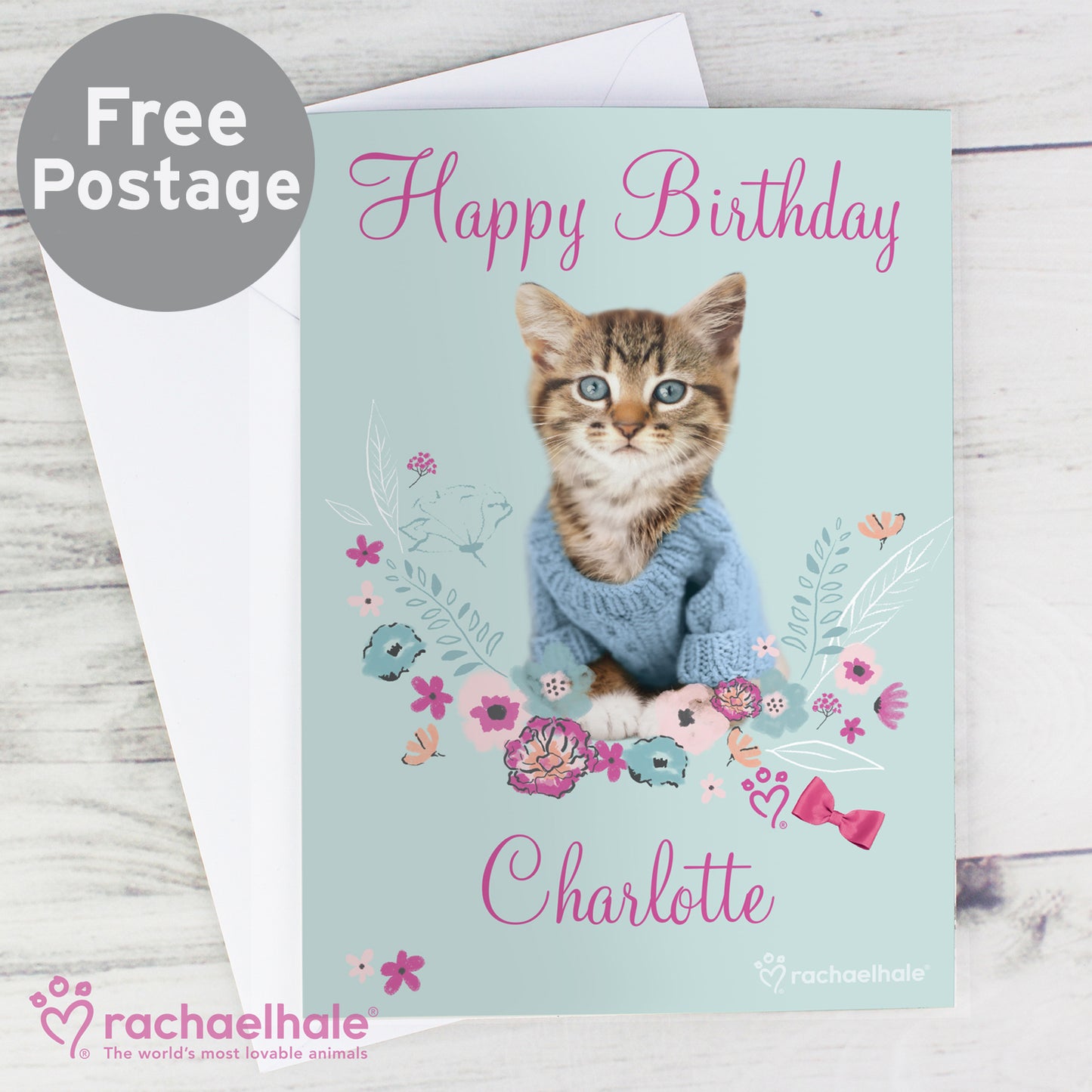 Personalised Rachael Hale Cute Kitten Card from Heartfelt Gifts