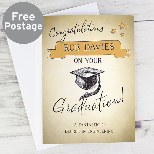 Personalised Gold Star Graduation Card from Heartfelt Gifts