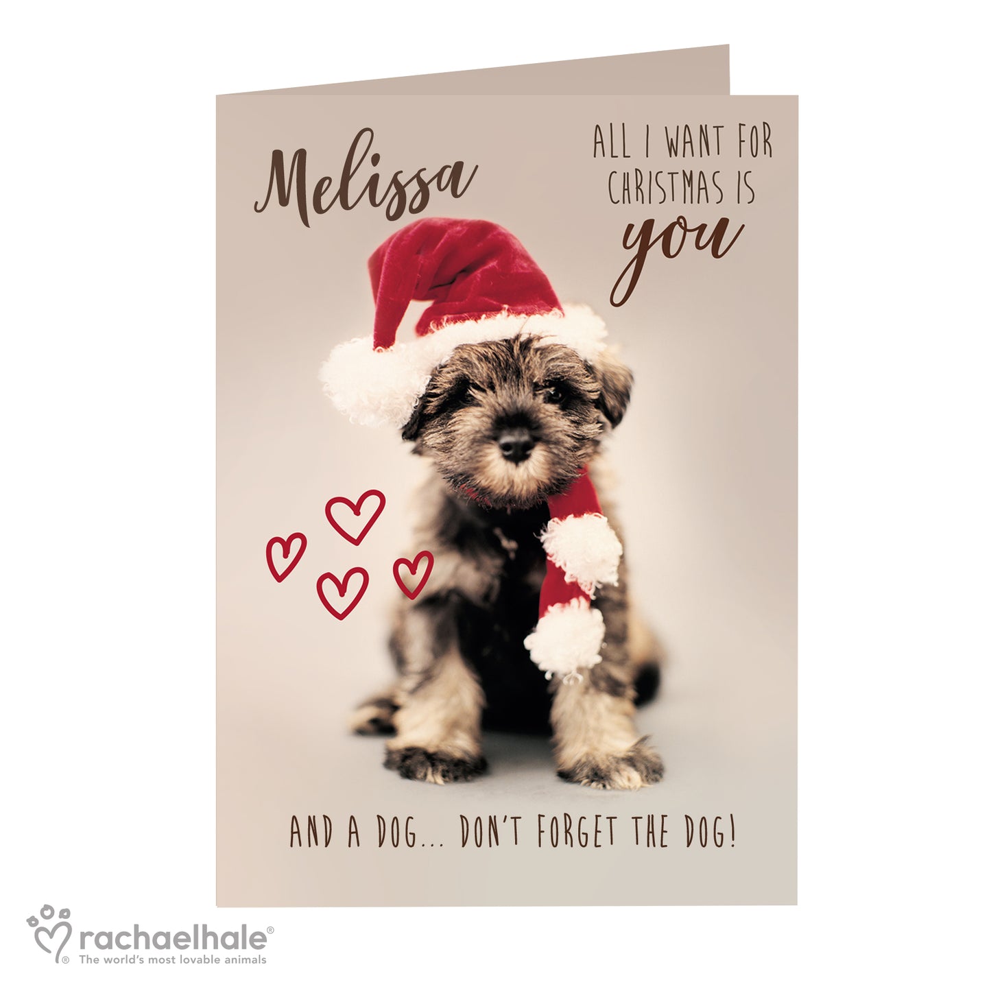 Personalised Rachael Hale 'All I Want For Christmas' Puppy Card - image 2