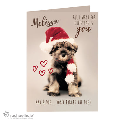 Personalised Rachael Hale 'All I Want For Christmas' Puppy Card - image 2