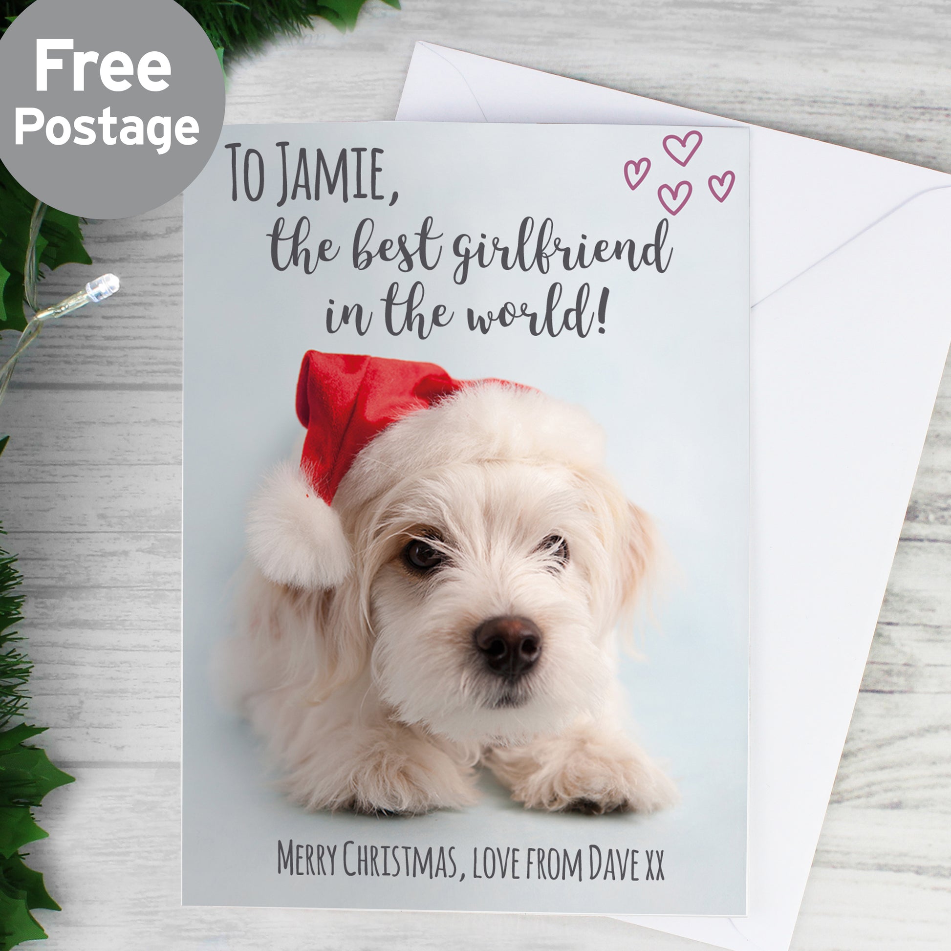 Personalised Rachael Hale Terrier Christmas Card from Heartfelt Gifts