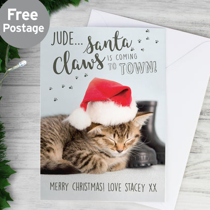 Personalised Rachael Hale Santa Claws Christmas Cat Card from Heartfelt Gifts