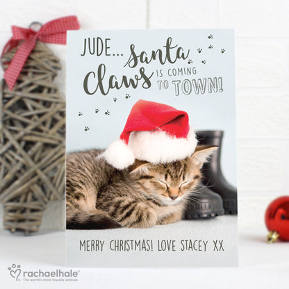 Personalised Rachael Hale Santa Claws Christmas Cat Card - image 4