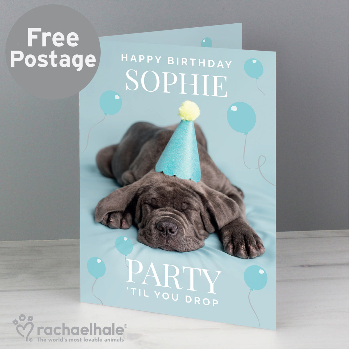 Personalised Rachael Hale 'Party 'Til You Drop' Card from Heartfelt Gifts