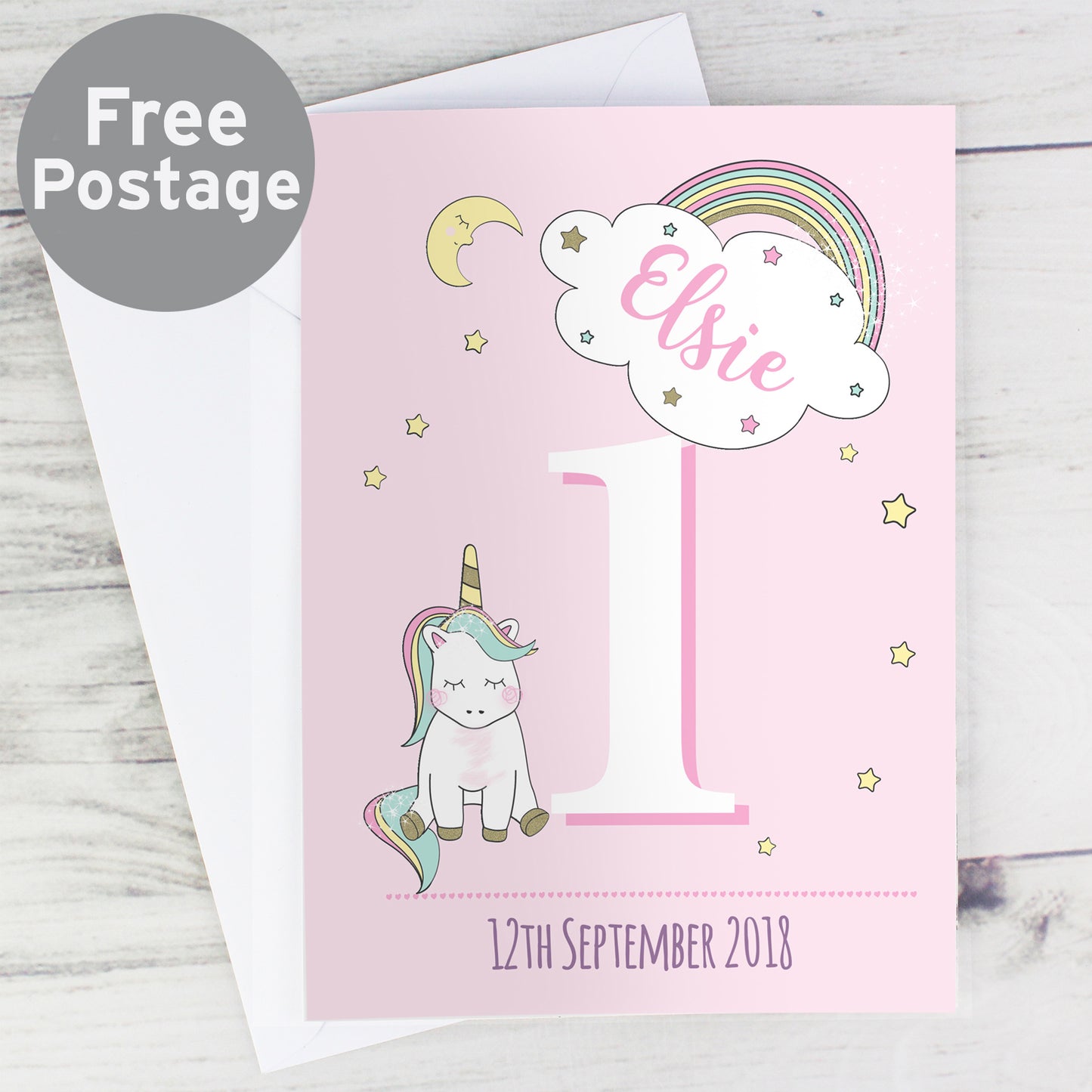 Personalised Baby Unicorn Birthday Age Card from Heartfelt Gifts