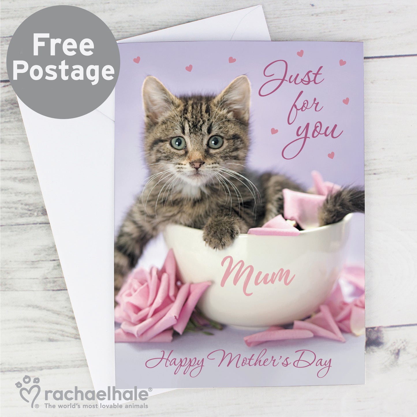Personalised Rachael Hale 'Just for You' Kitten Card from Heartfelt Gifts