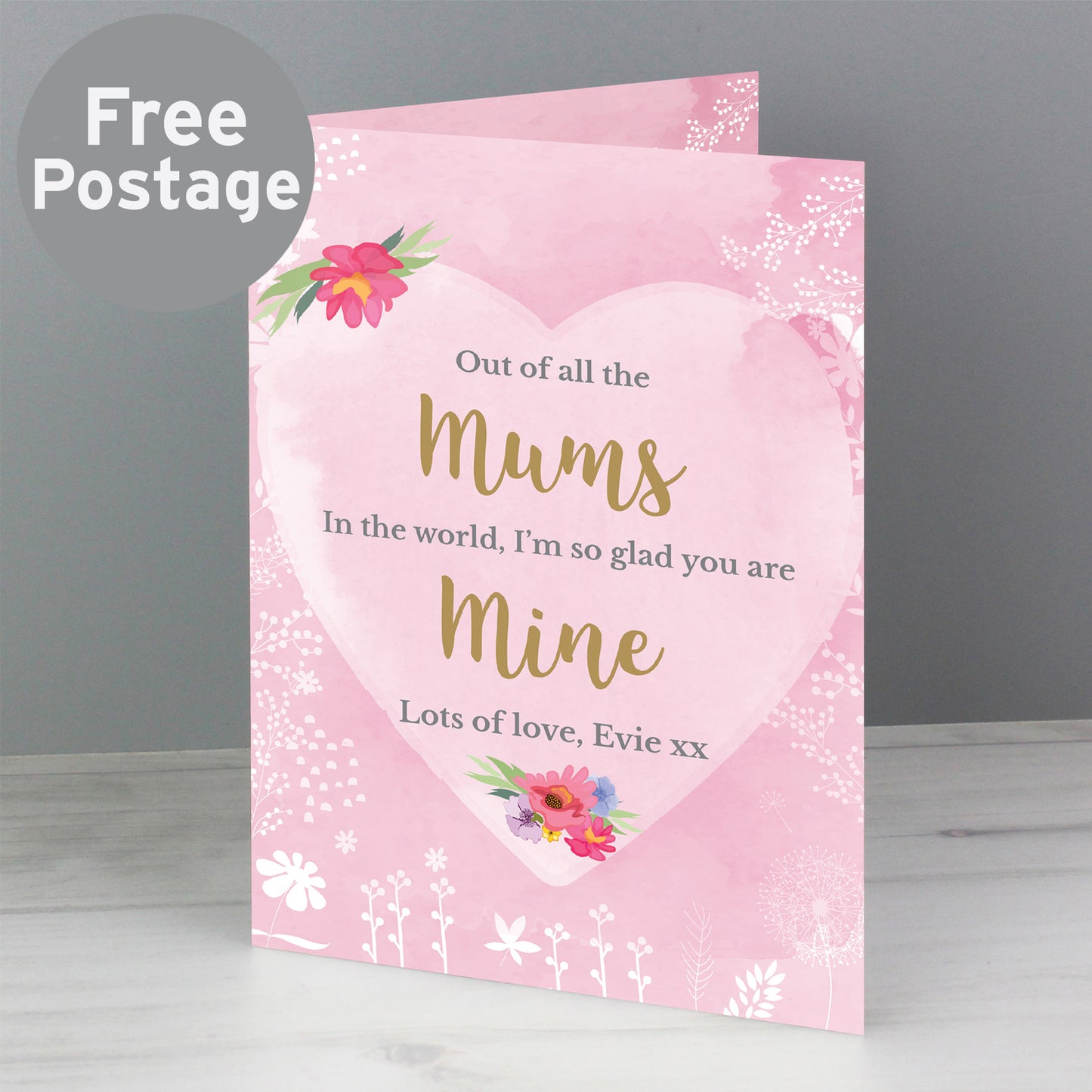Personalised Floral Watercolour Card from Heartfelt Gifts