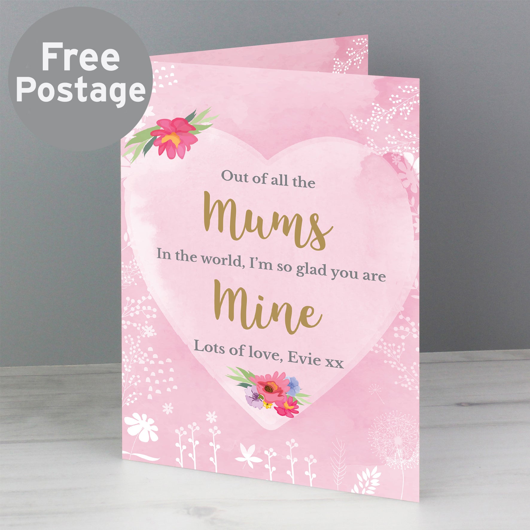 Personalised Floral Watercolour Card from Heartfelt Gifts