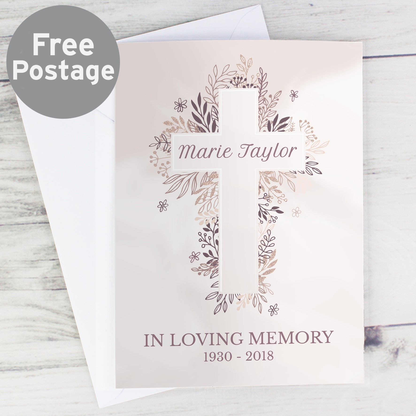 Personalised Floral Cross Card from Heartfelt Gifts
