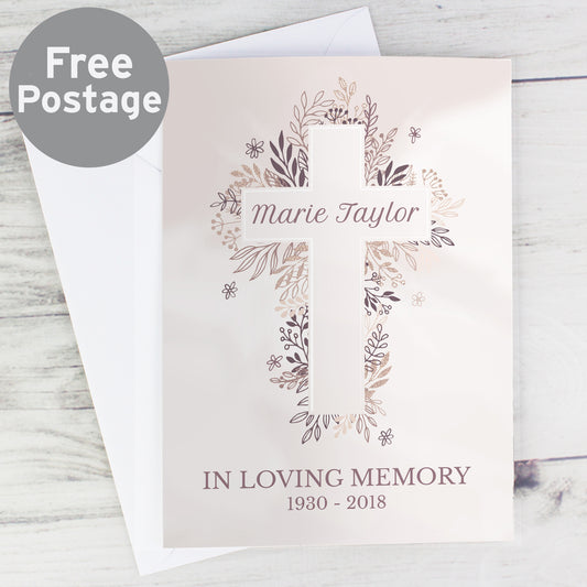 Personalised Floral Cross Card from Heartfelt Gifts