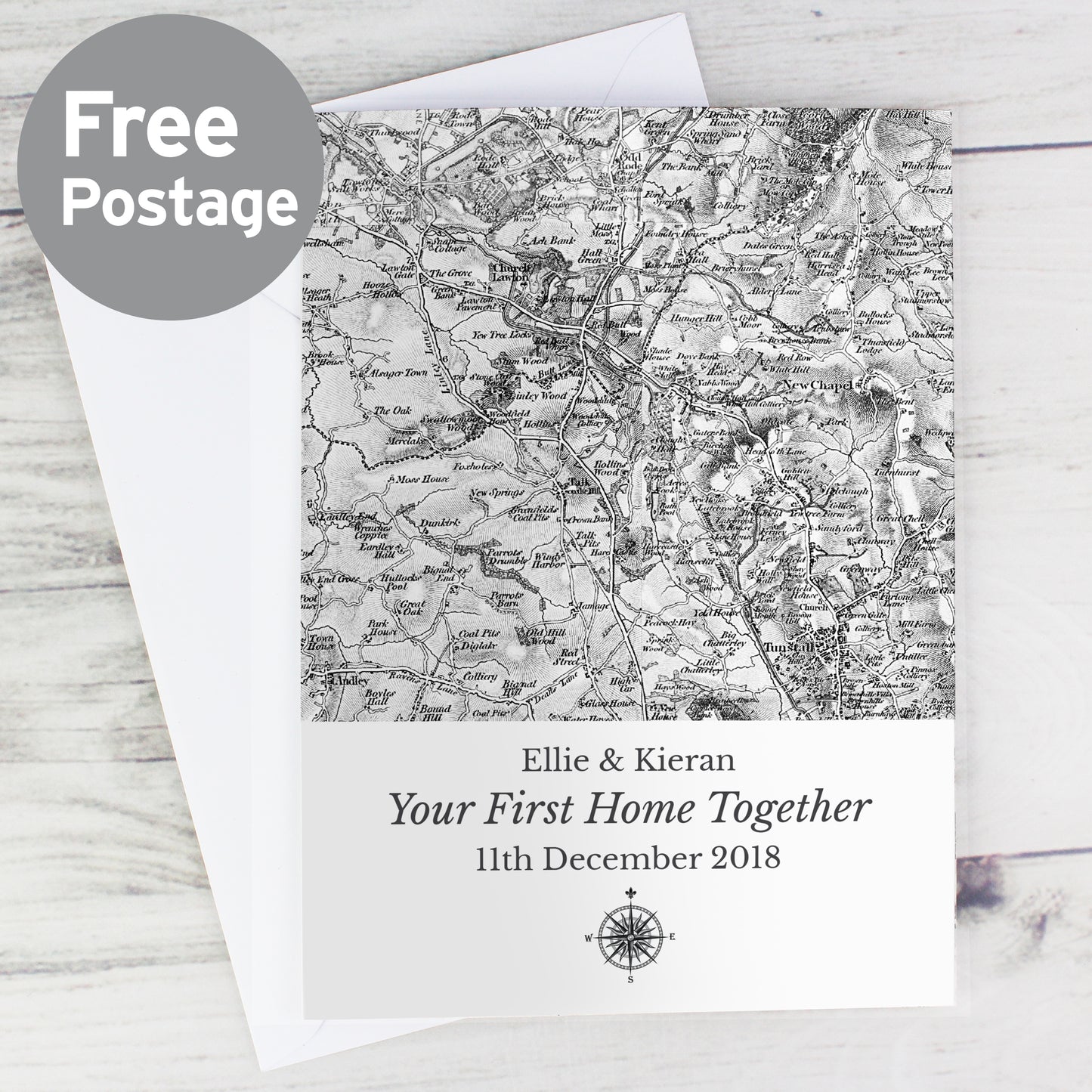 Personalised 1805 - 1874 Old Series Map Compass Card - image 3