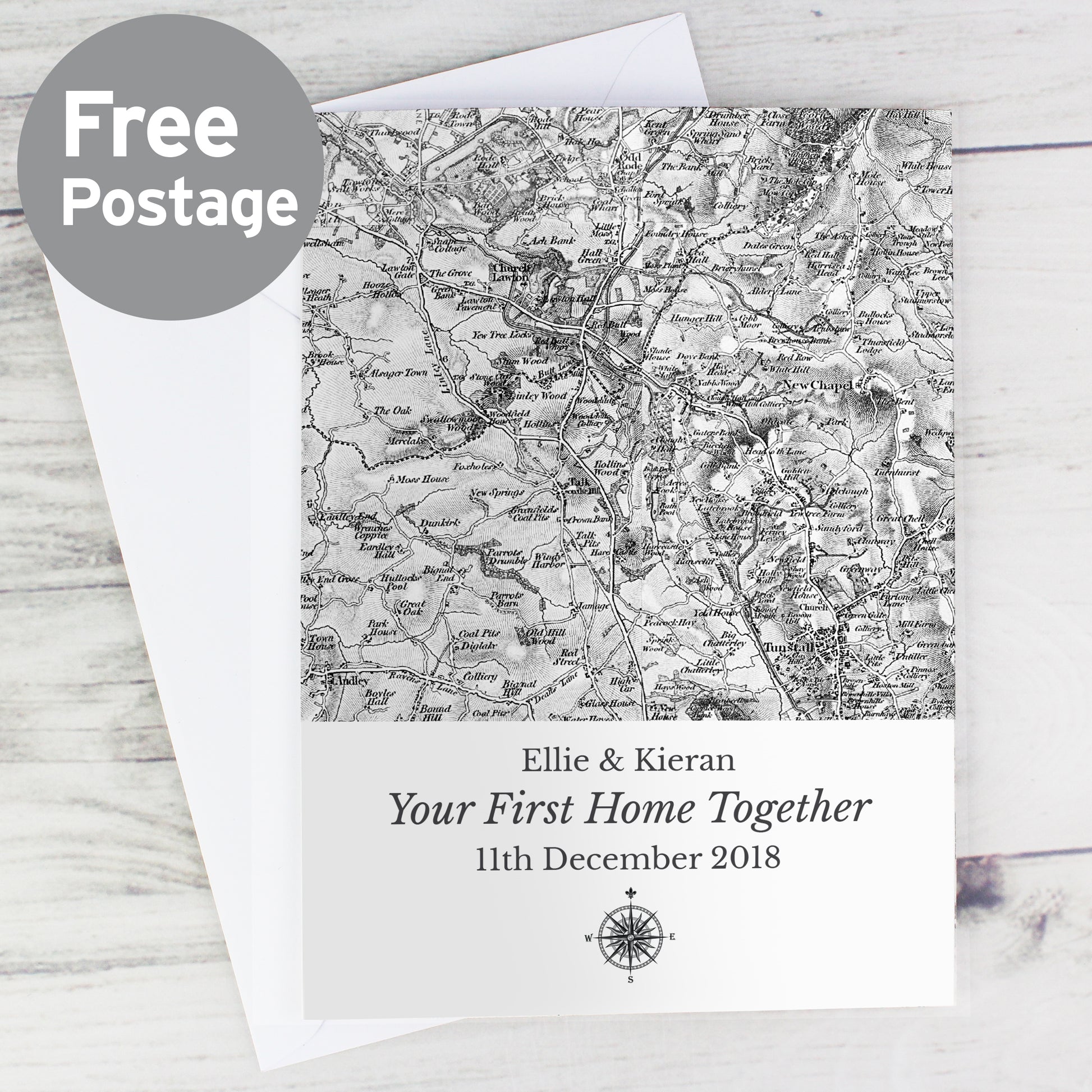 Personalised 1805 - 1874 Old Series Map Compass Card - image 3