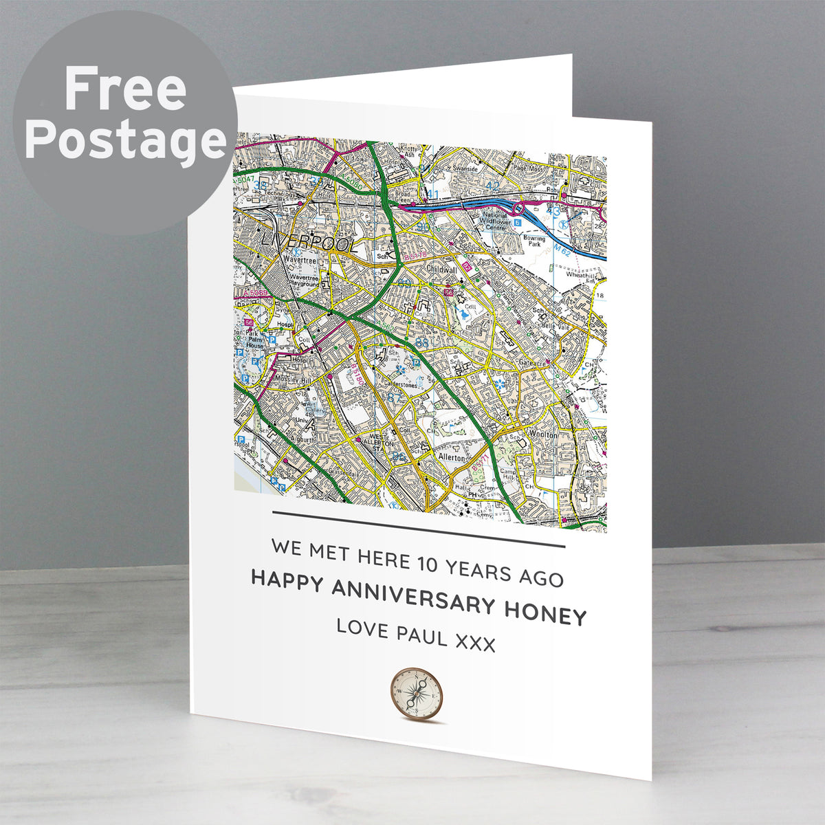 Personalised Present Day Map Compass Card from Heartfelt Gifts