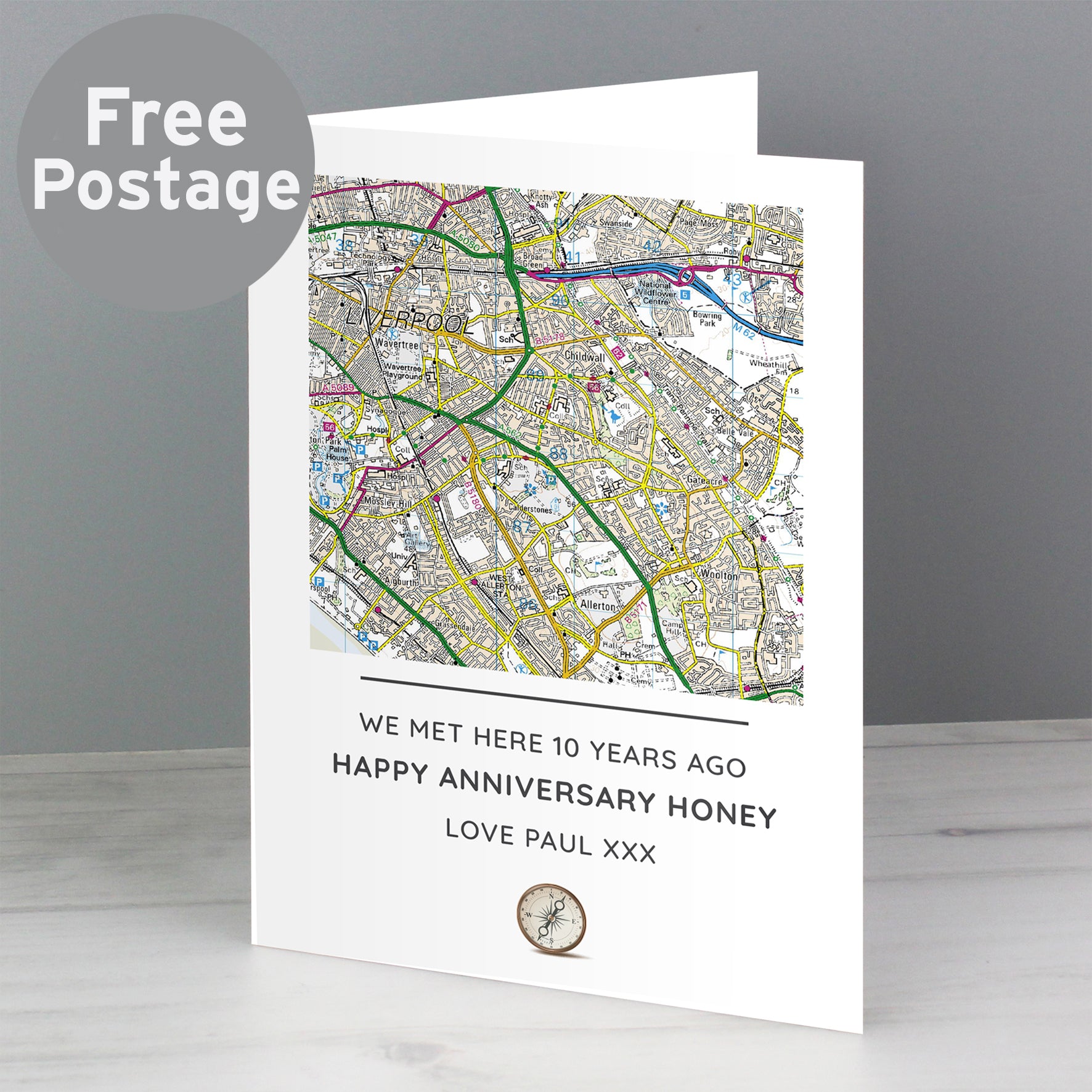 Personalised Present Day Map Compass Card from Heartfelt Gifts