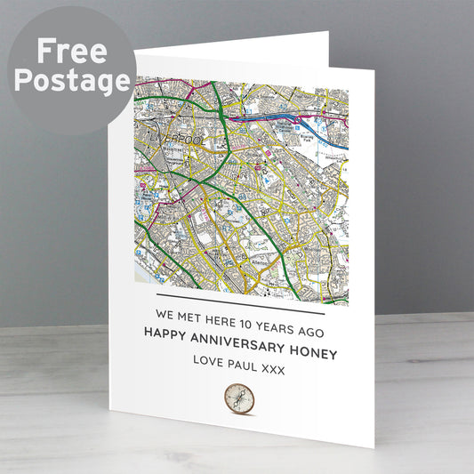 Personalised Present Day Map Compass Card from Heartfelt Gifts