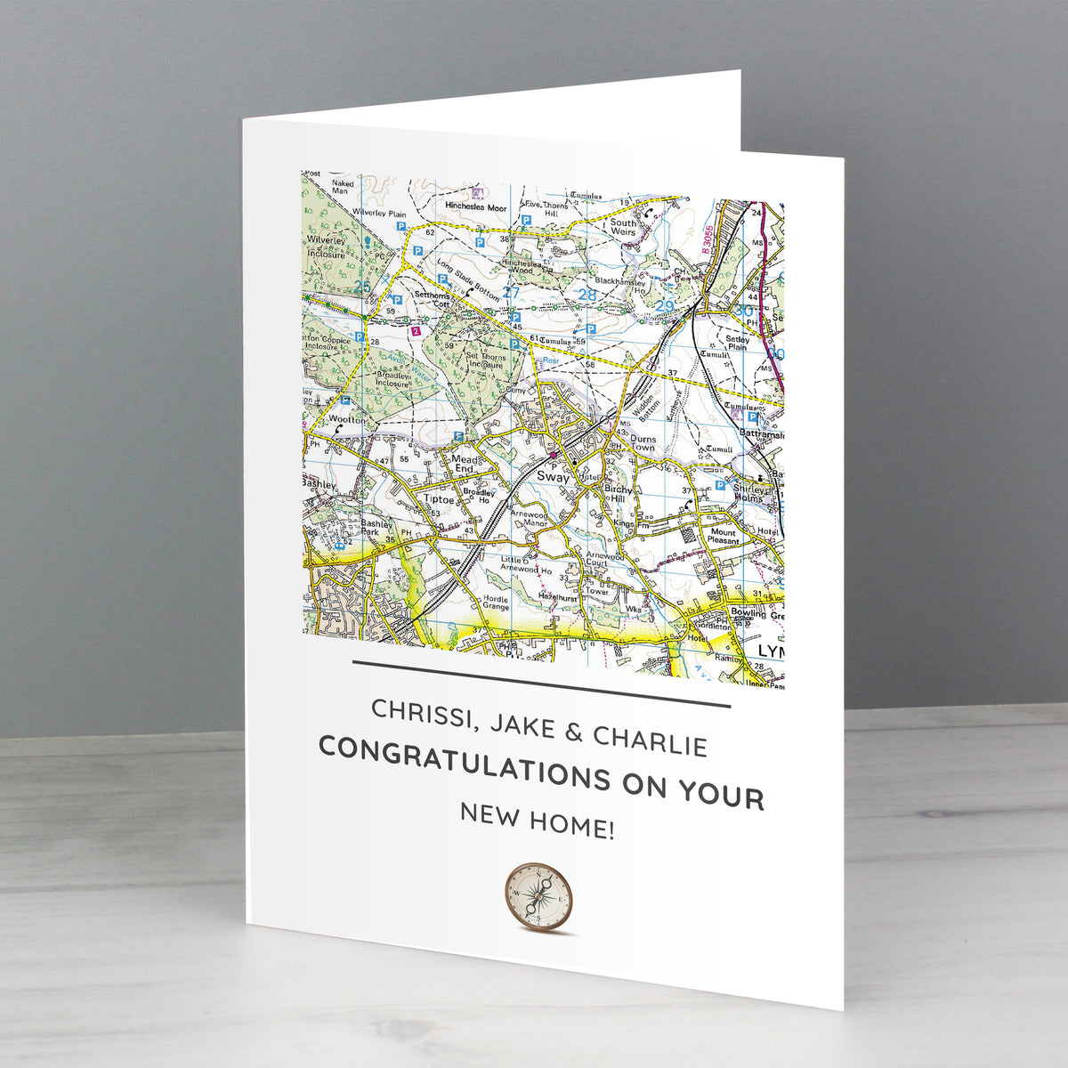 Personalised Present Day Map Compass Card - image 3