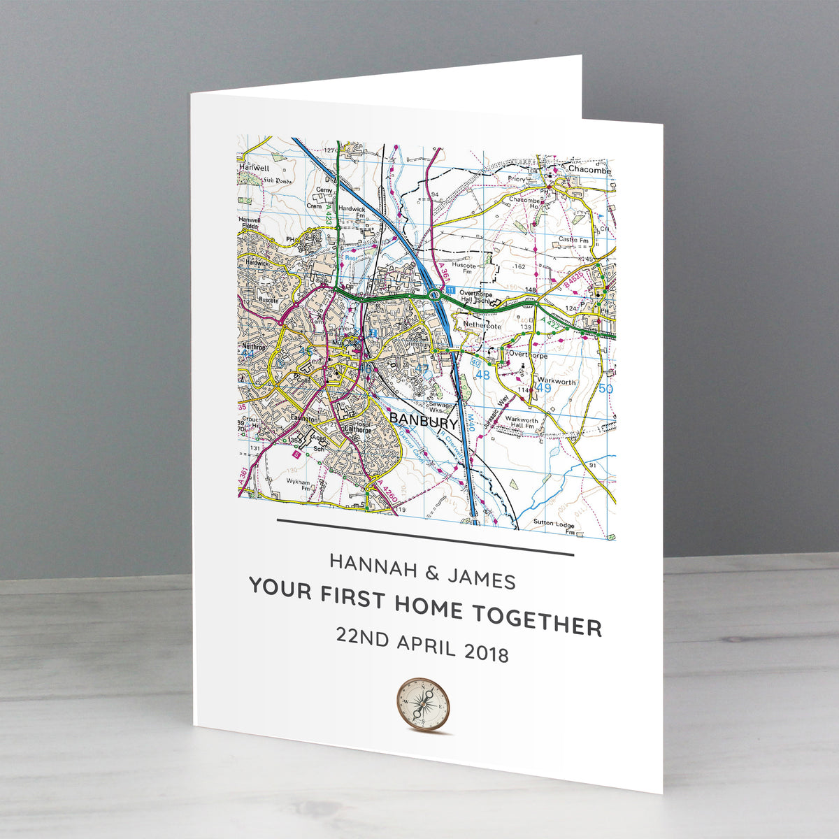 Personalised Present Day Map Compass Card - image 4