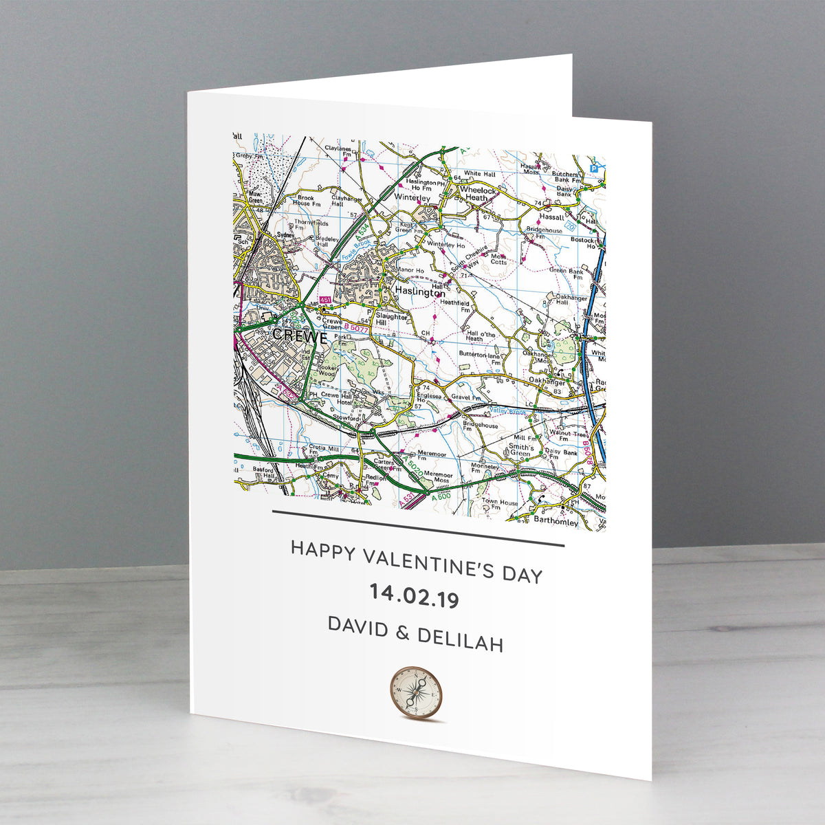 Personalised Present Day Map Compass Card - image 5