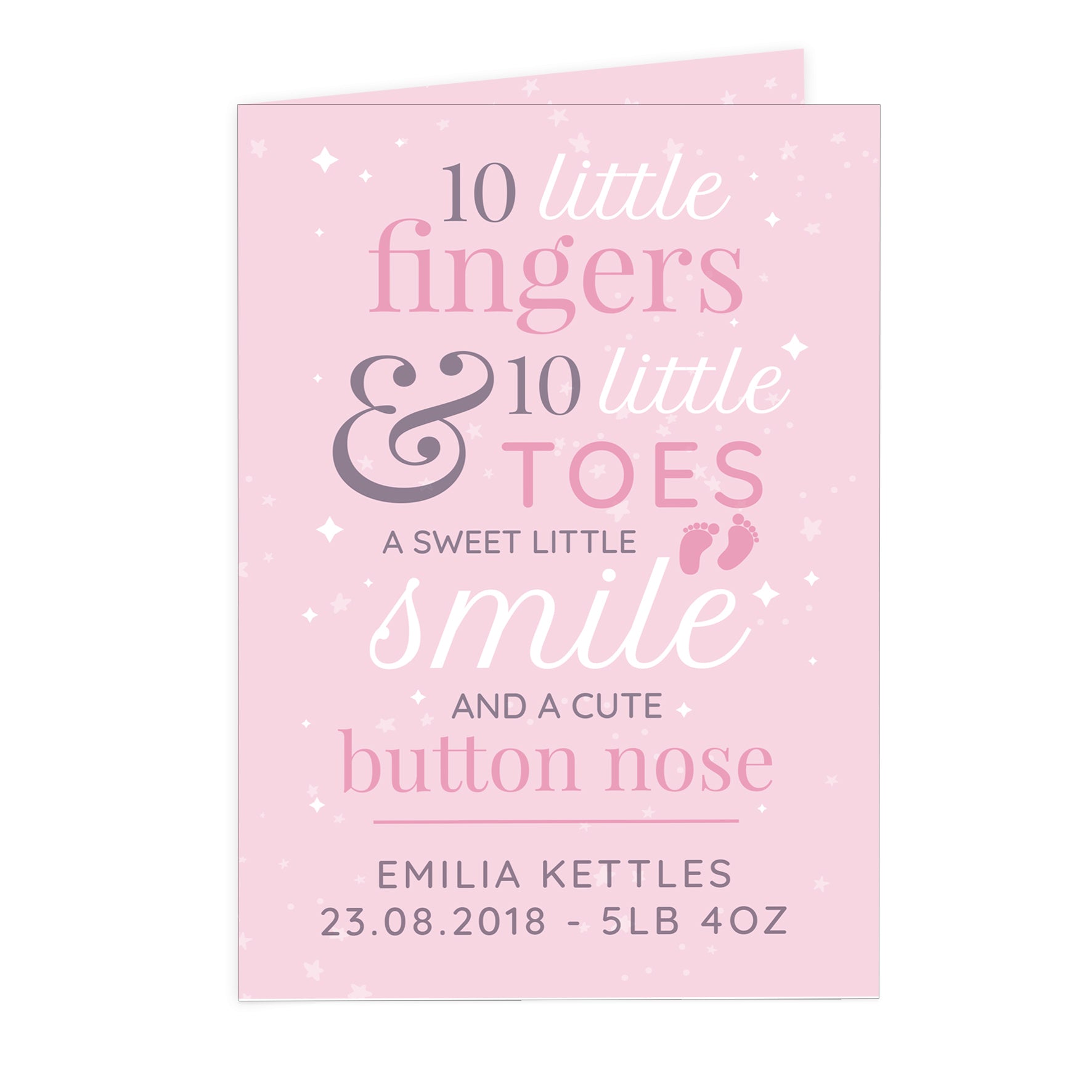 Personalised '10 Little Fingers' Pink Baby Card - image 2