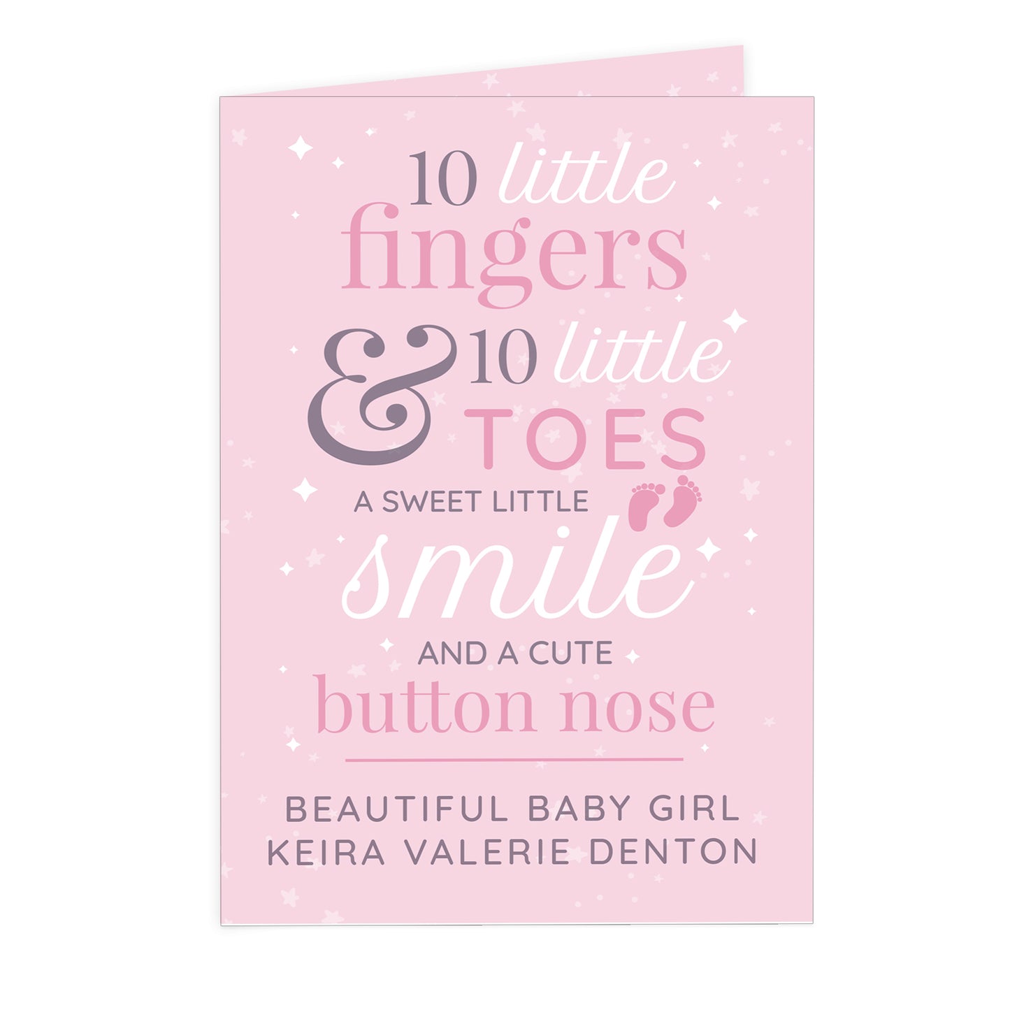 Personalised '10 Little Fingers' Pink Baby Card - image 6
