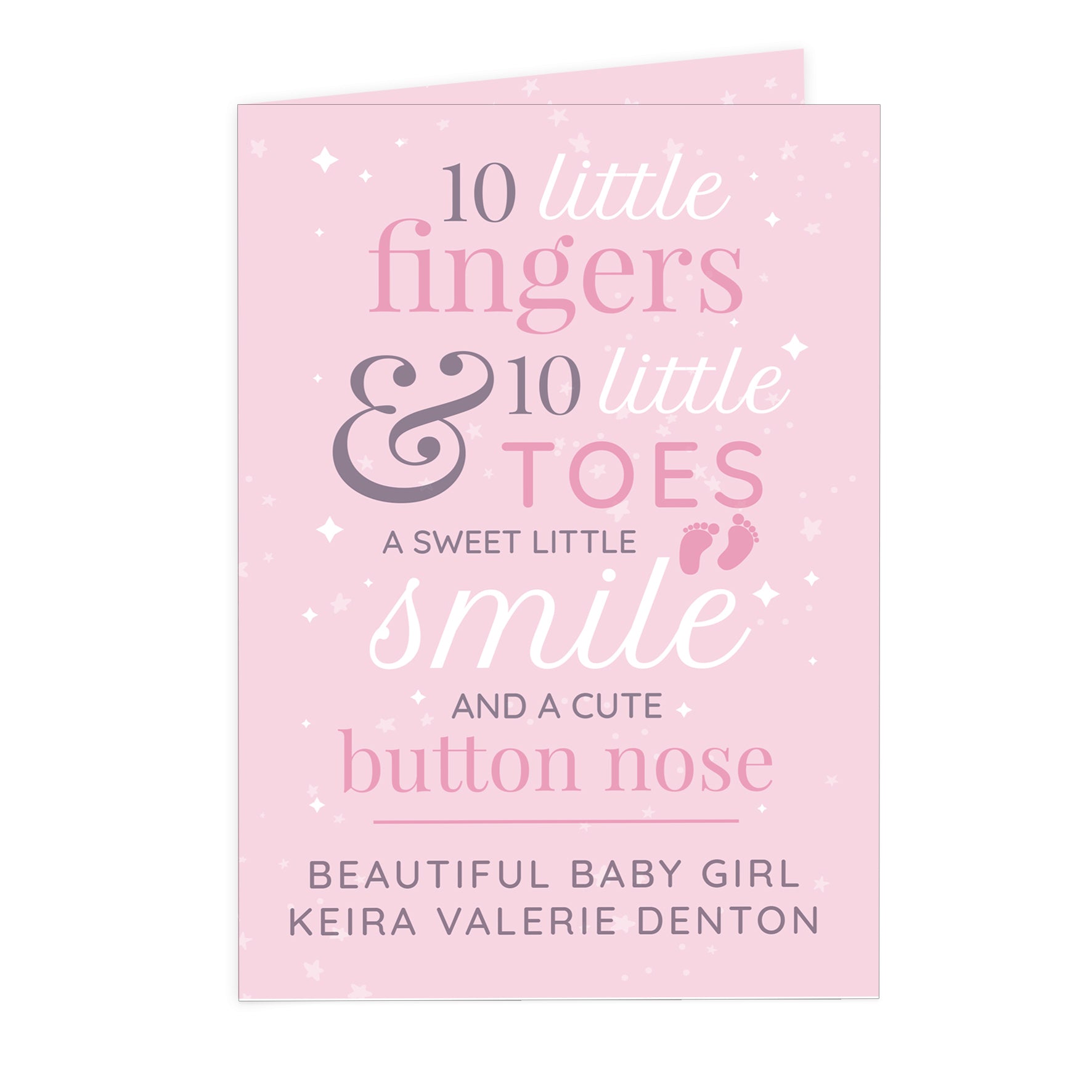 Personalised '10 Little Fingers' Pink Baby Card - image 6