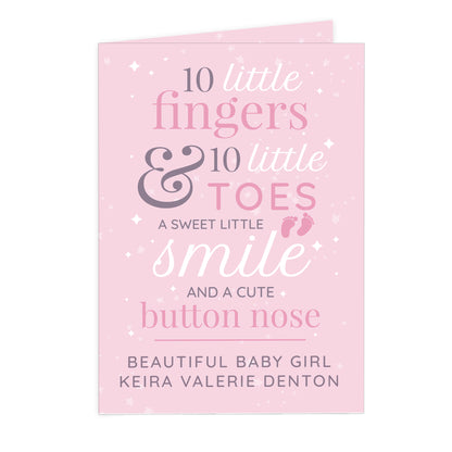 Personalised '10 Little Fingers' Pink Baby Card - image 6
