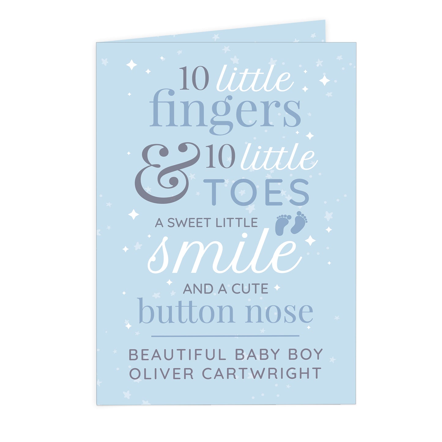 Personalised '10 Little Fingers' Blue Baby Card - image 6