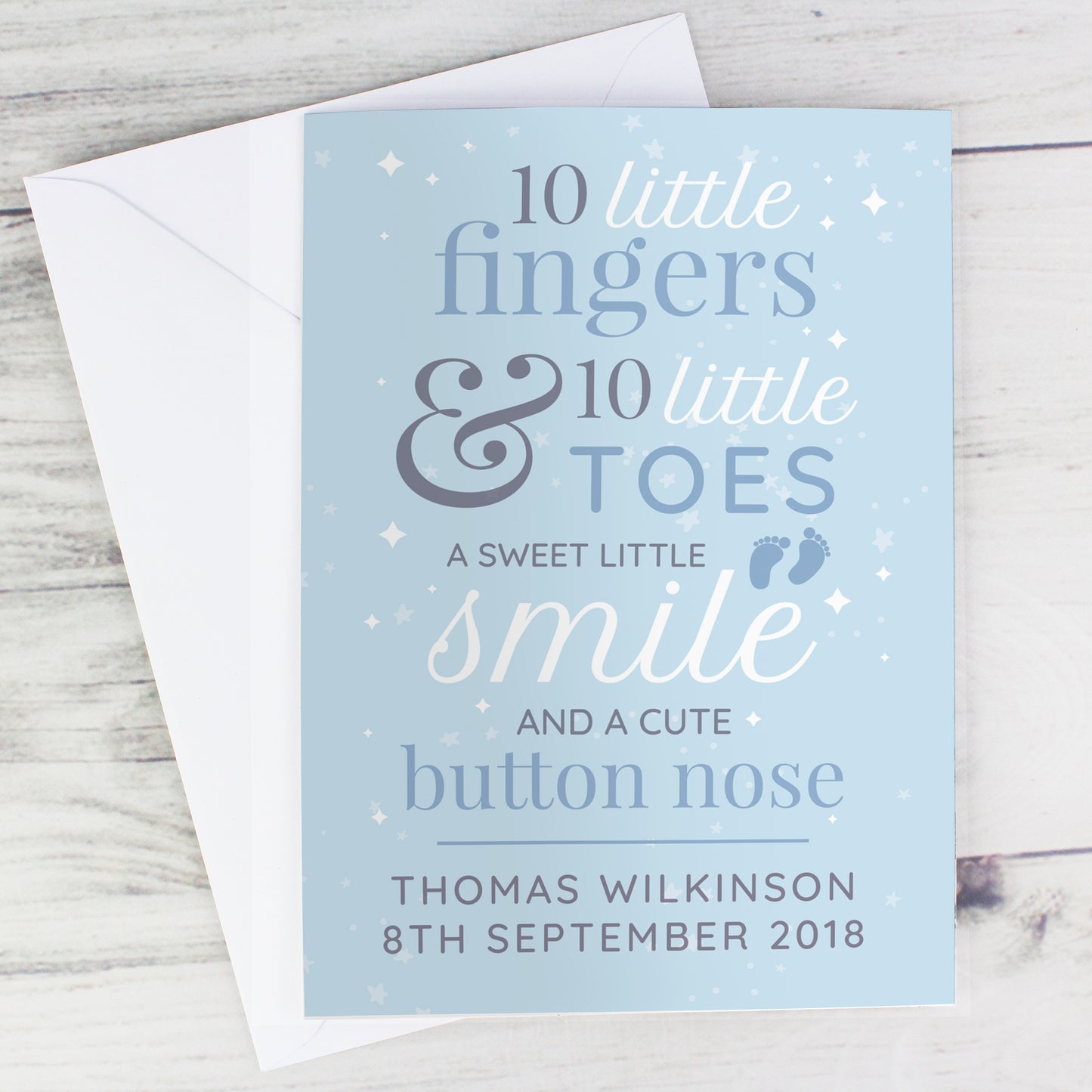 Personalised '10 Little Fingers' Blue Baby Card - image 8