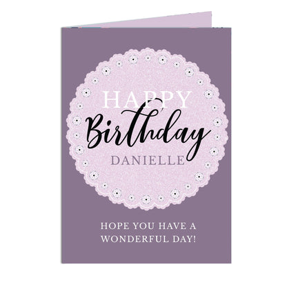 Personalised Lilac Lace Birthday Card - image 2