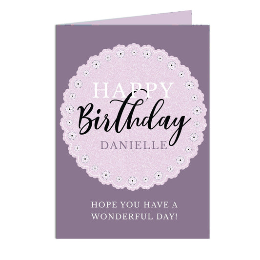 Personalised Lilac Lace Birthday Card - image 2