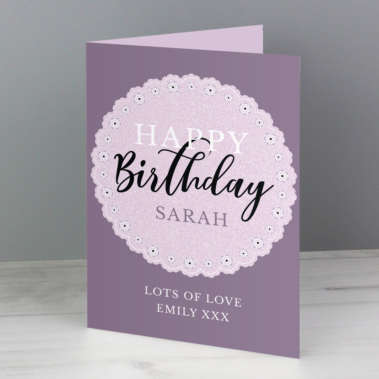 Personalised Lilac Lace Birthday Card - image 3