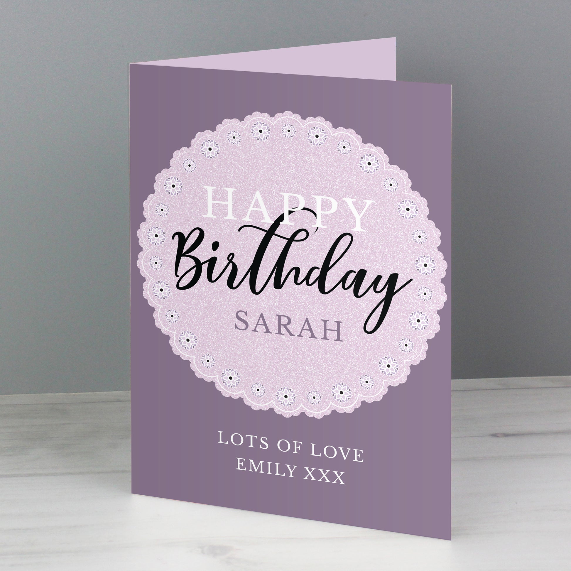 Personalised Lilac Lace Birthday Card - image 3