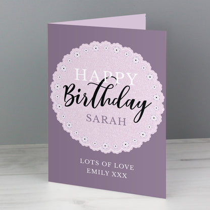 Personalised Lilac Lace Birthday Card - image 3