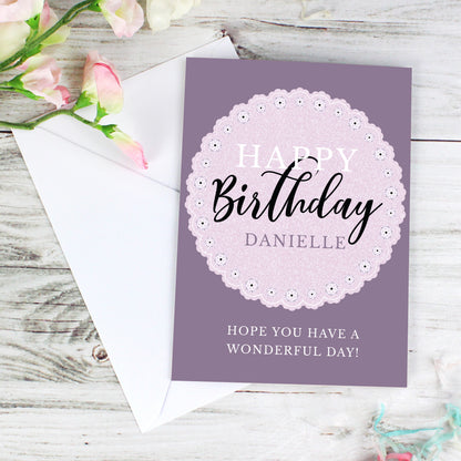 Personalised Lilac Lace Birthday Card - image 5