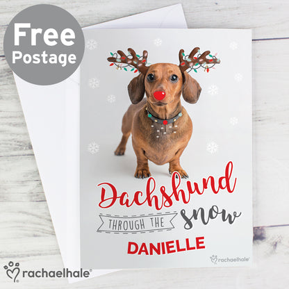 Personalised Rachael Hale Christmas Dachshund Through the Snow Card from Heartfelt Gifts
