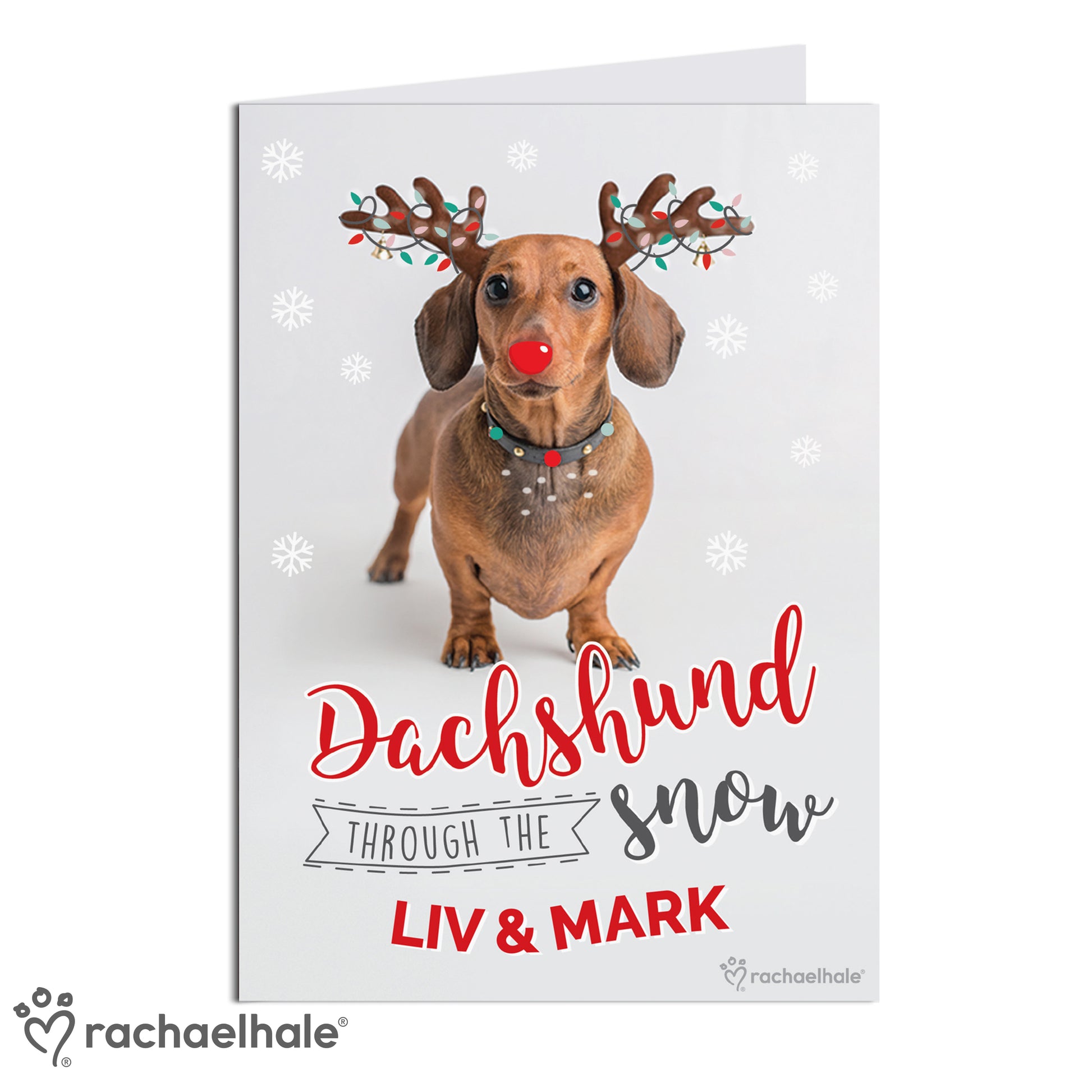 Personalised Rachael Hale Christmas Dachshund Through the Snow Card - image 2