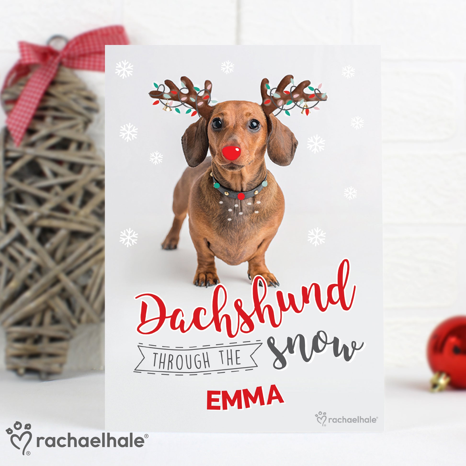 Personalised Rachael Hale Christmas Dachshund Through the Snow Card - image 3