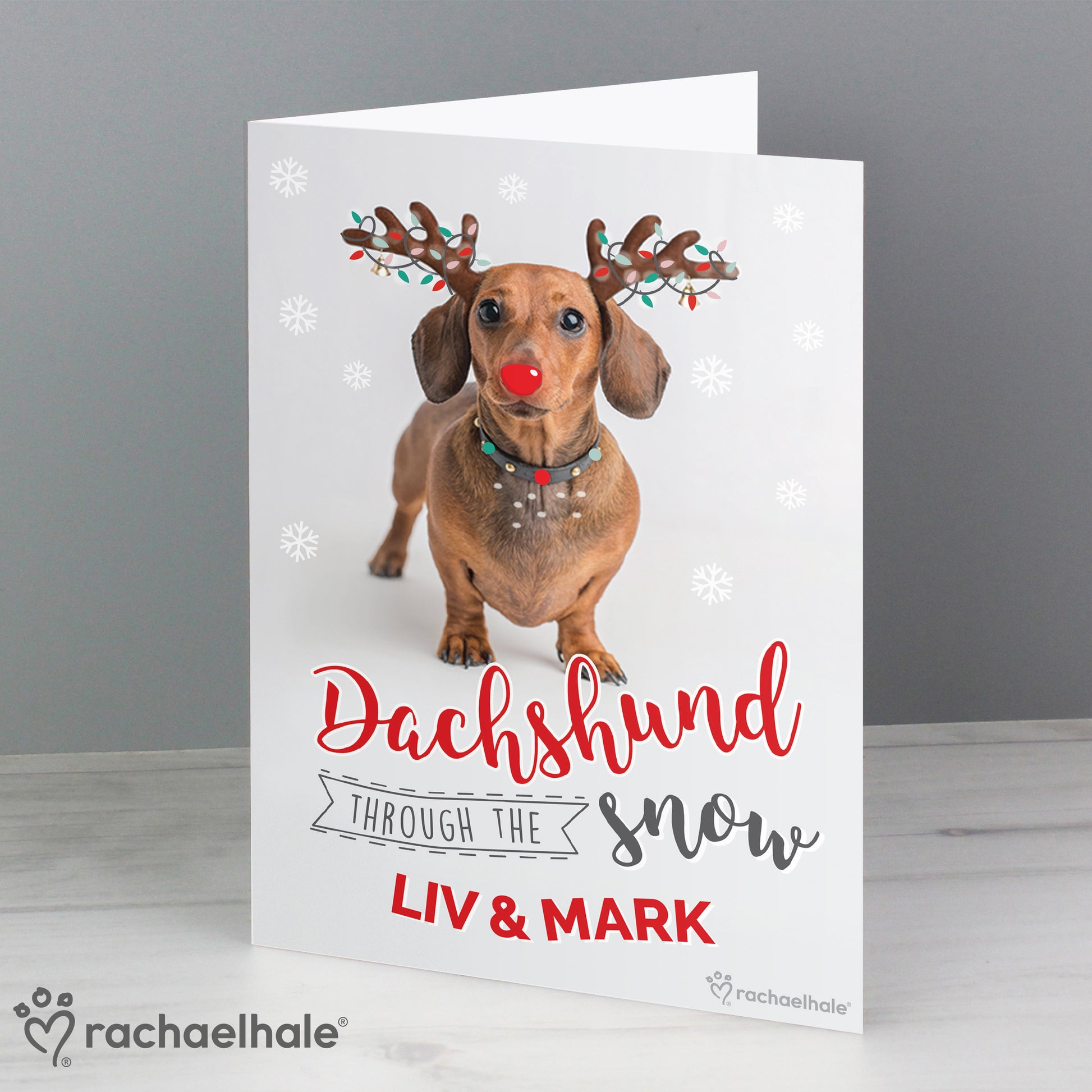 Personalised Rachael Hale Christmas Dachshund Through the Snow Card - image 4