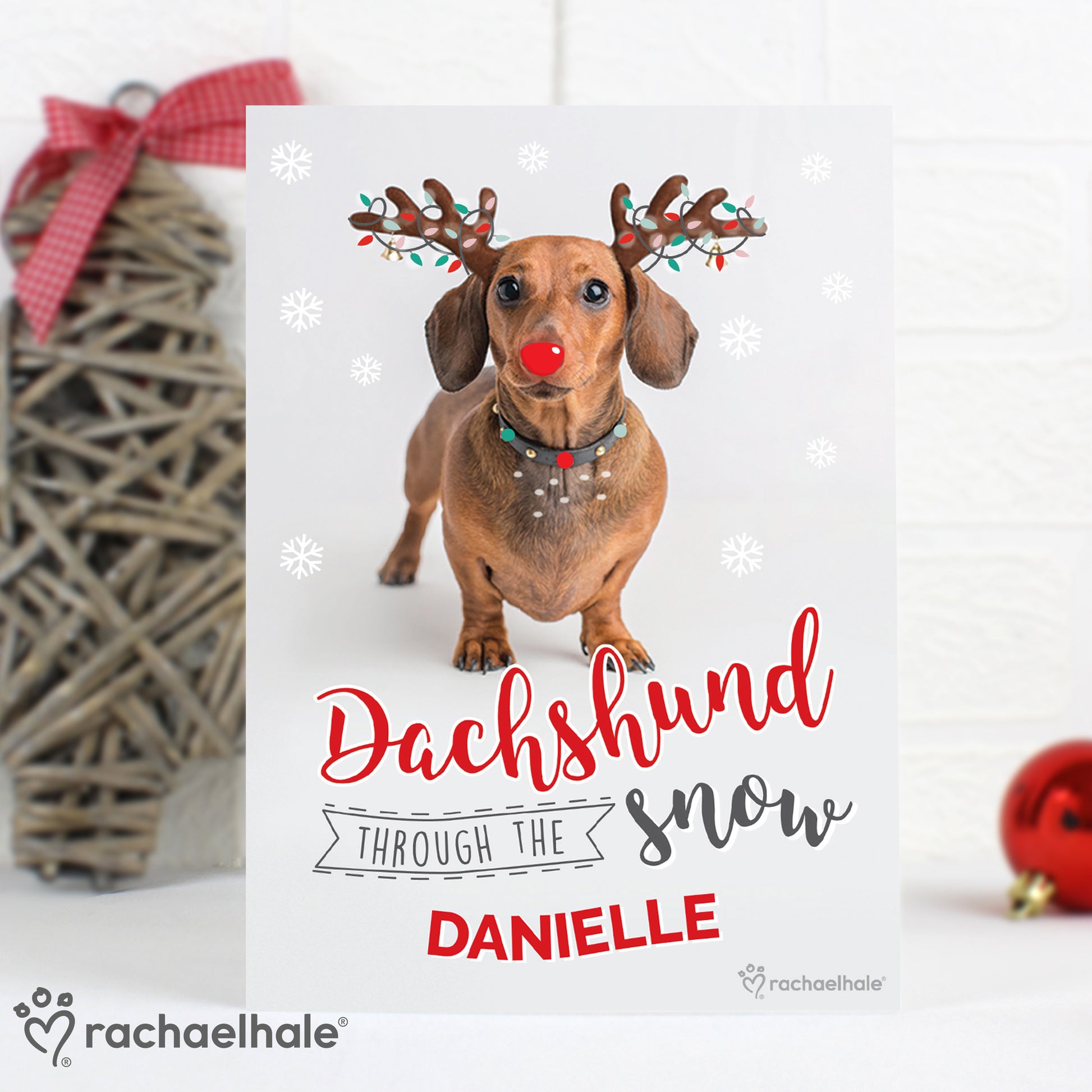 Personalised Rachael Hale Christmas Dachshund Through the Snow Card - image 6